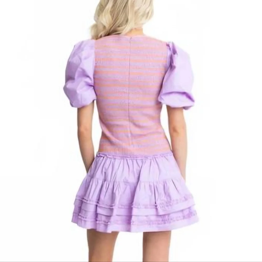 NEW Karlie Dress Size S Purple Puffy Sleeves Preppy Feminine Ruffle Girlhoodcore - Picture 2 of 8